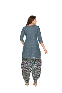 Elegant Cotton Grey Printed Dress Material With Dupatta Set For Women-thumb2