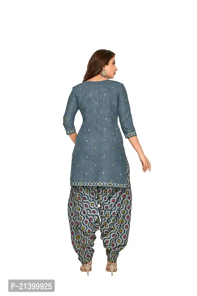 Elegant Cotton Grey Printed Dress Material With Dupatta Set For Women-thumb3