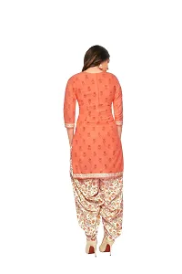 Elegant Cotton Orange Printed Dress Material With Dupatta Set For Women-thumb2