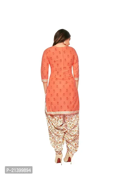 Elegant Cotton Orange Printed Dress Material With Dupatta Set For Women-thumb3