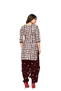 Elegant Cotton Brown Printed Dress Material With Dupatta Set For Women-thumb2