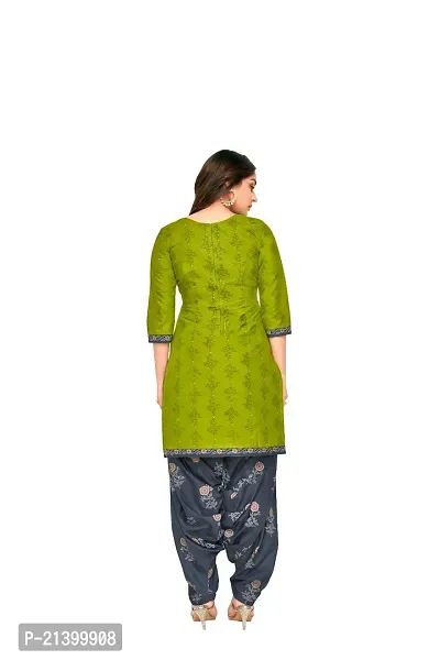 Elegant Cotton Green Printed Dress Material With Dupatta Set For Women-thumb3