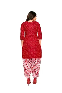 Elegant Cotton Red Printed Dress Material With Dupatta Set For Women-thumb2