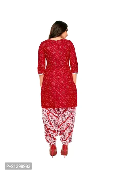 Elegant Cotton Red Printed Dress Material With Dupatta Set For Women-thumb3