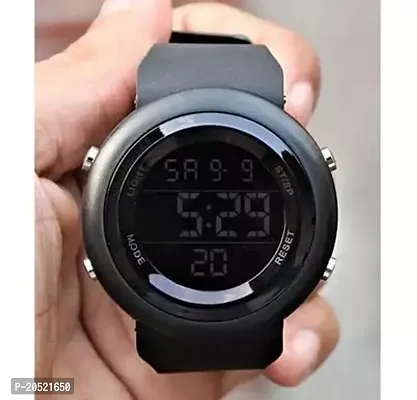 Elegant Black PU Digital Watches For Men-thumb0