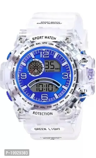 Stylish White Silicon Digital Watch For Men-thumb0