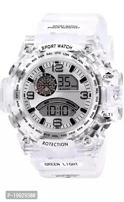 Stylish White Silicon Digital Watch For Men-thumb0