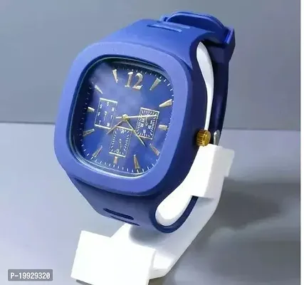 Stylish Blue Silicon Analog Watch For Men-thumb0