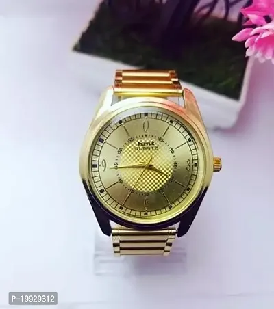 Stylish Golden Stainless Steel Analog Watch For Men-thumb0