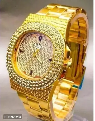 Stylish Golden Alloy Analog Watch For Men