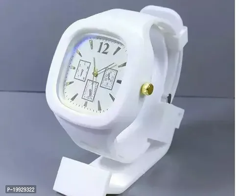 Stylish White Silicon Analog Watch For Men-thumb0