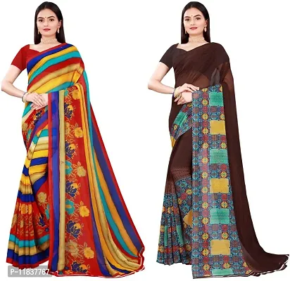 Beautiful Georgette Saree with Blouse Piece Pack Of 2-thumb0