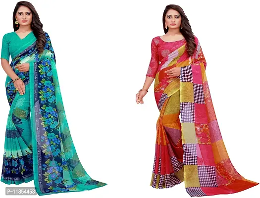 Beautiful Georgette Saree With Blouse Piece Pack Of 2-thumb0