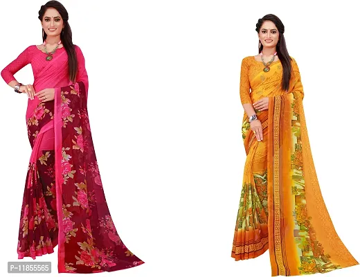 Beautiful Georgette Saree With Blouse Piece Pack Of 2-thumb0