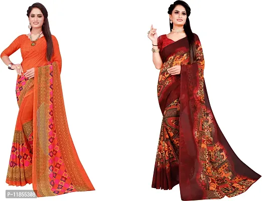 Beautiful Georgette Saree With Blouse Piece Pack Of 2-thumb0