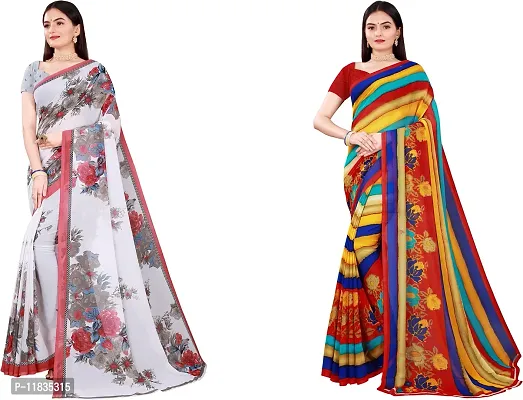 Beautiful Georgette Saree with Blouse Piece Pack Of 2-thumb0