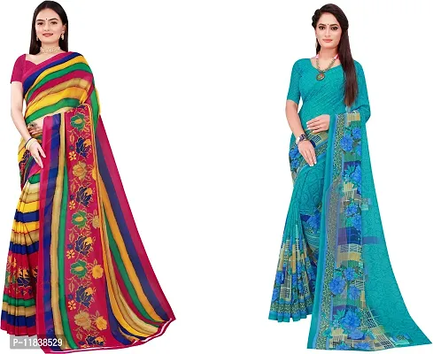 Beautiful Georgette Saree with Blouse Piece Pack Of 2-thumb0