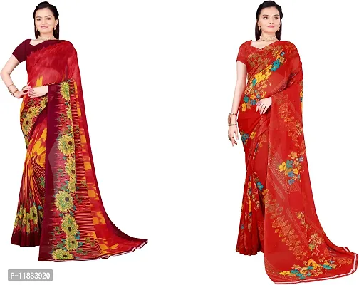 Beautiful Georgette Saree with Blouse Piece Pack Of 2-thumb0