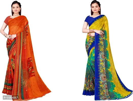 Beautiful Georgette Saree With Blouse Piece Pack Of 2-thumb0