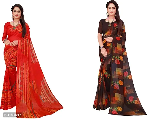 Beautiful Georgette Saree with Blouse Piece Pack Of 2