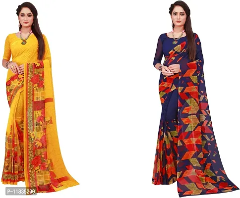 Beautiful Georgette Saree with Blouse Piece Pack Of 2-thumb0