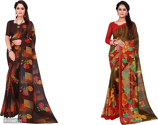 Beautiful Georgette Saree With Blouse Piece Pack Of 2