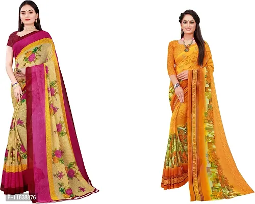 Beautiful Georgette Saree with Blouse Piece Pack Of 2-thumb0