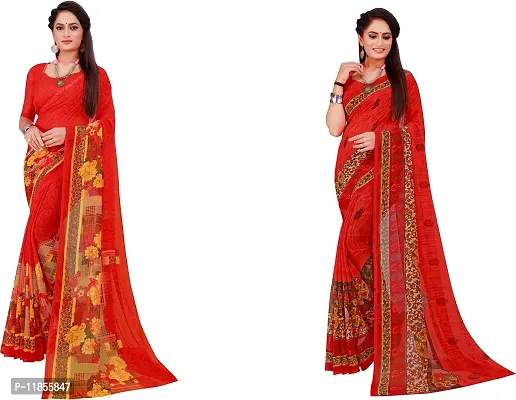 Beautiful Georgette Saree With Blouse Piece Pack Of 2