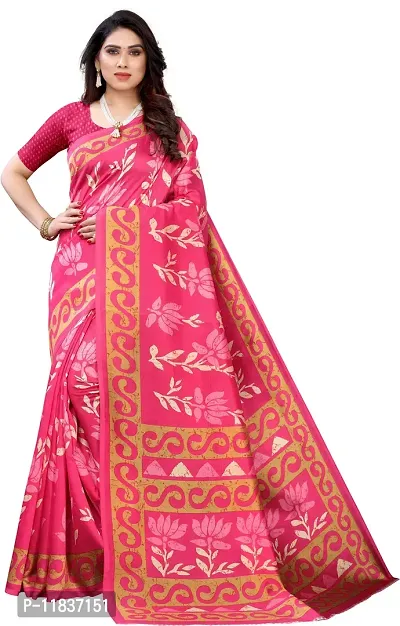 Beautiful Art Silk Saree with Blouse Piece-thumb0