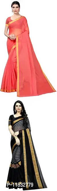 Beautiful Art Silk Saree with Blouse Piece Pack Of 2-thumb0