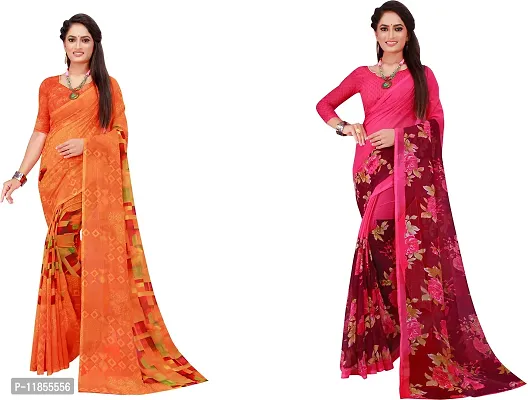 Beautiful Georgette Saree With Blouse Piece Pack Of 2