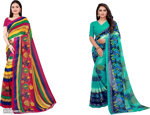 Beautiful Georgette Saree With Blouse Piece Pack Of 2-thumb0