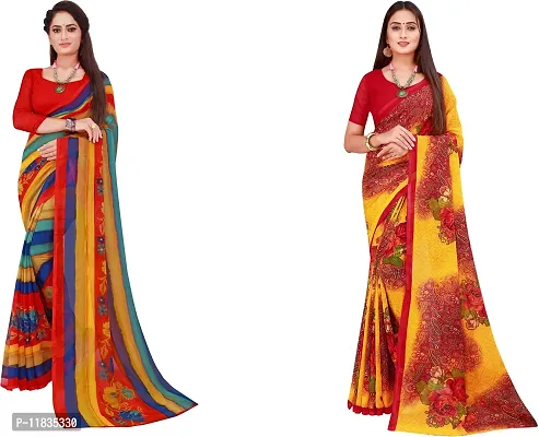 Beautiful Georgette Saree with Blouse Piece Pack Of 2-thumb0