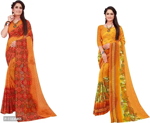 Beautiful Georgette Saree with Blouse Piece Pack Of 2-thumb0