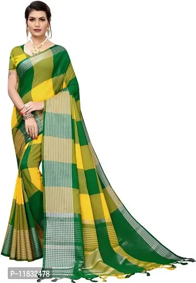 Beautiful Silk Blend Saree with Blouse Piece-thumb0