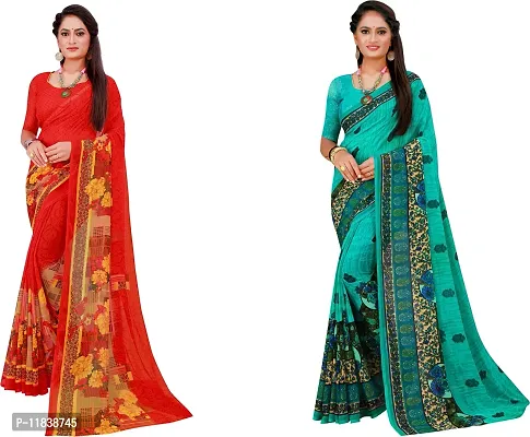 Beautiful Georgette Saree with Blouse Piece Pack Of 2-thumb0