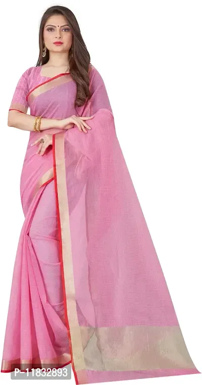 Beautiful Cotton Silk Saree with Blouse Piece-thumb0