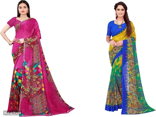 Beautiful Georgette Saree with Blouse Piece Pack Of 2