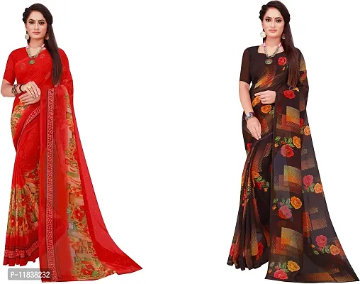 Beautiful Georgette Saree with Blouse Piece Pack Of 2