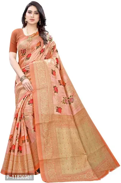 Beautiful Art Silk Saree with Blouse Piece-thumb0