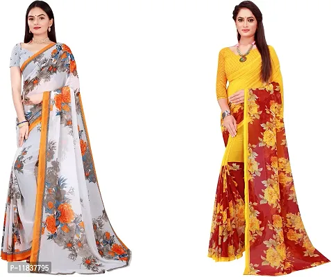 Beautiful Georgette Saree with Blouse Piece Pack Of 2