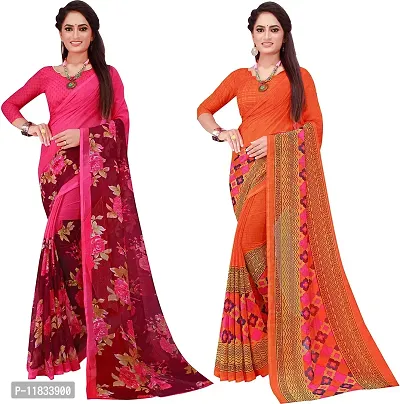 Beautiful Georgette Saree with Blouse Piece Pack Of 2-thumb0