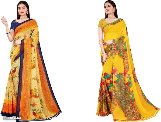 Beautiful Georgette Saree with Blouse Piece Pack Of 2-thumb0