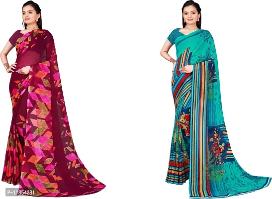 Beautiful Georgette Saree With Blouse Piece Pack Of 2-thumb0