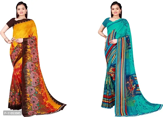 Beautiful Georgette Saree With Blouse Piece Pack Of 2-thumb0