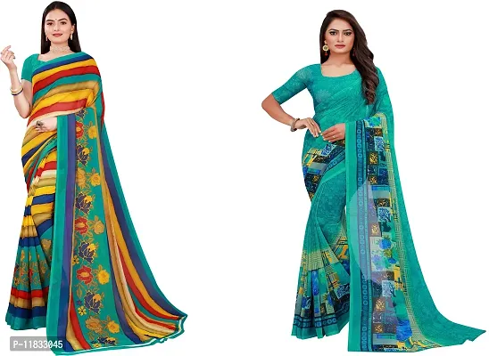 Beautiful Georgette Saree with Blouse Piece Pack Of 2-thumb0