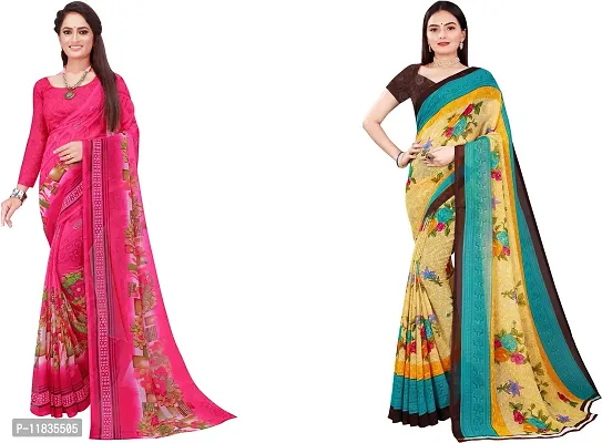 Beautiful Georgette Saree with Blouse Piece Pack Of 2-thumb0