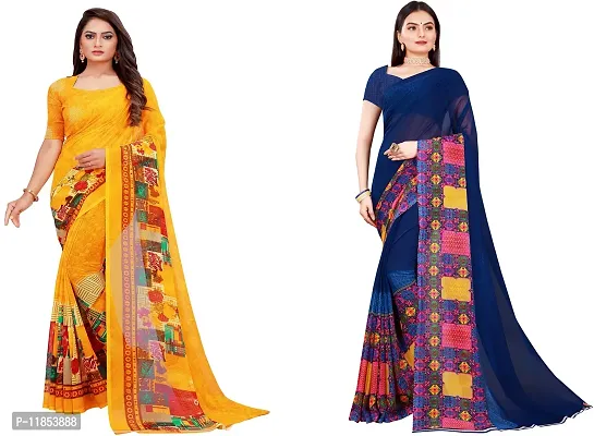 Beautiful Georgette Saree With Blouse Piece Pack Of 2-thumb0