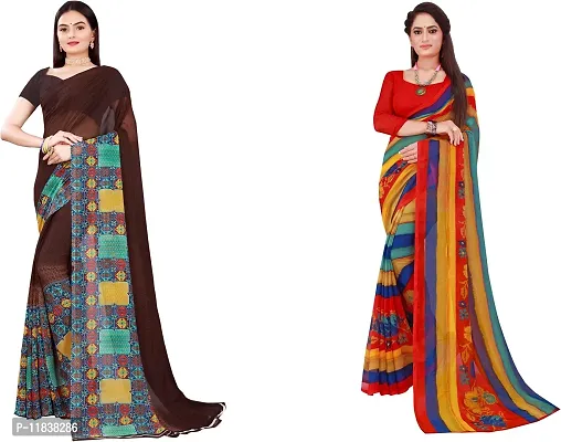 Beautiful Georgette Saree with Blouse Piece Pack Of 2