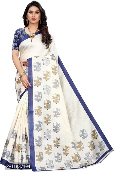 Beautiful Art Silk Saree with Blouse Piece-thumb0